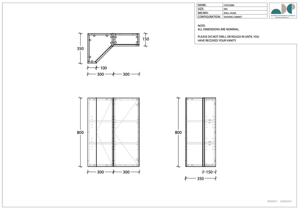 ADP Offset Corner Mirror Shaving Cabinet - Wellsons
