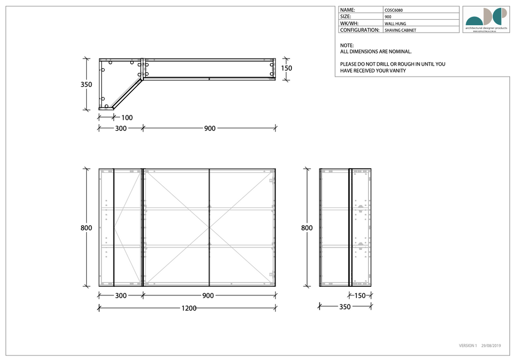 ADP Offset Corner Mirror Shaving Cabinet - Wellsons