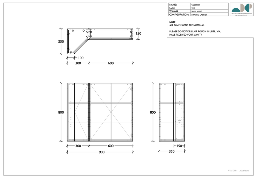 ADP Offset Corner Mirror Shaving Cabinet - Wellsons
