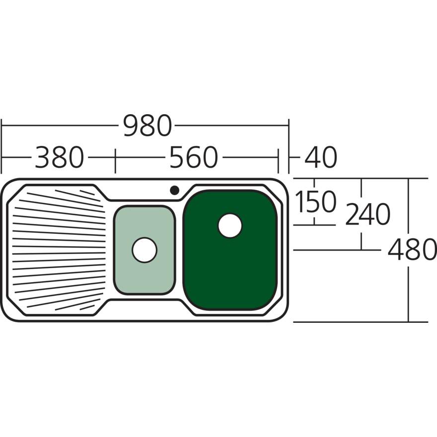 Oliveri Petite 1 & 1/2 Bowl Sink With Drainer
