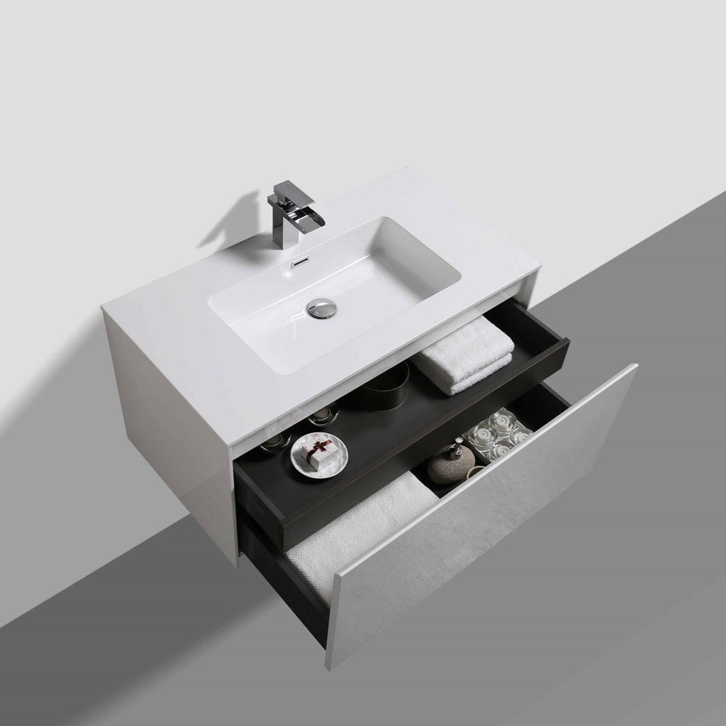 Belbagno Prado Wall Hung Vanity 1200mm - Gloss White