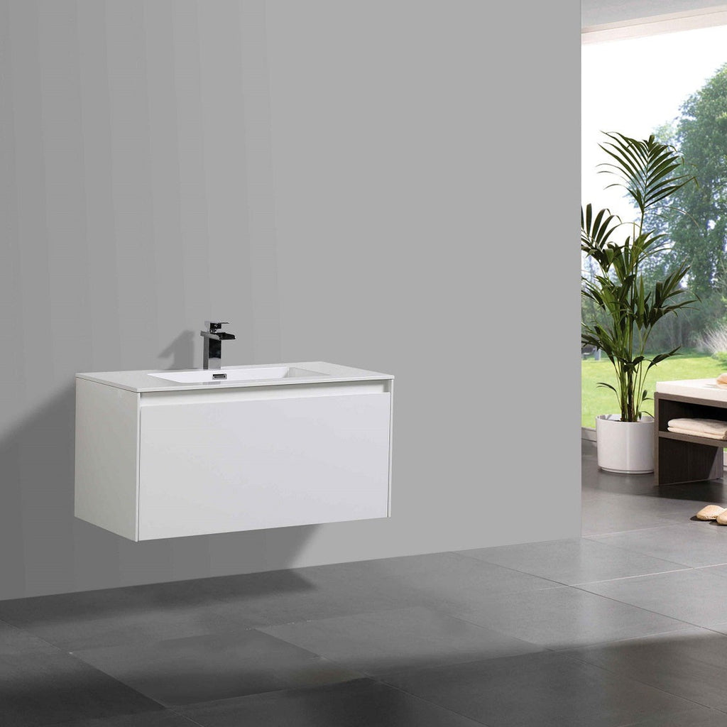 Belbagno Prado Wall Hung Vanity 750mm - Gloss White - Wellsons