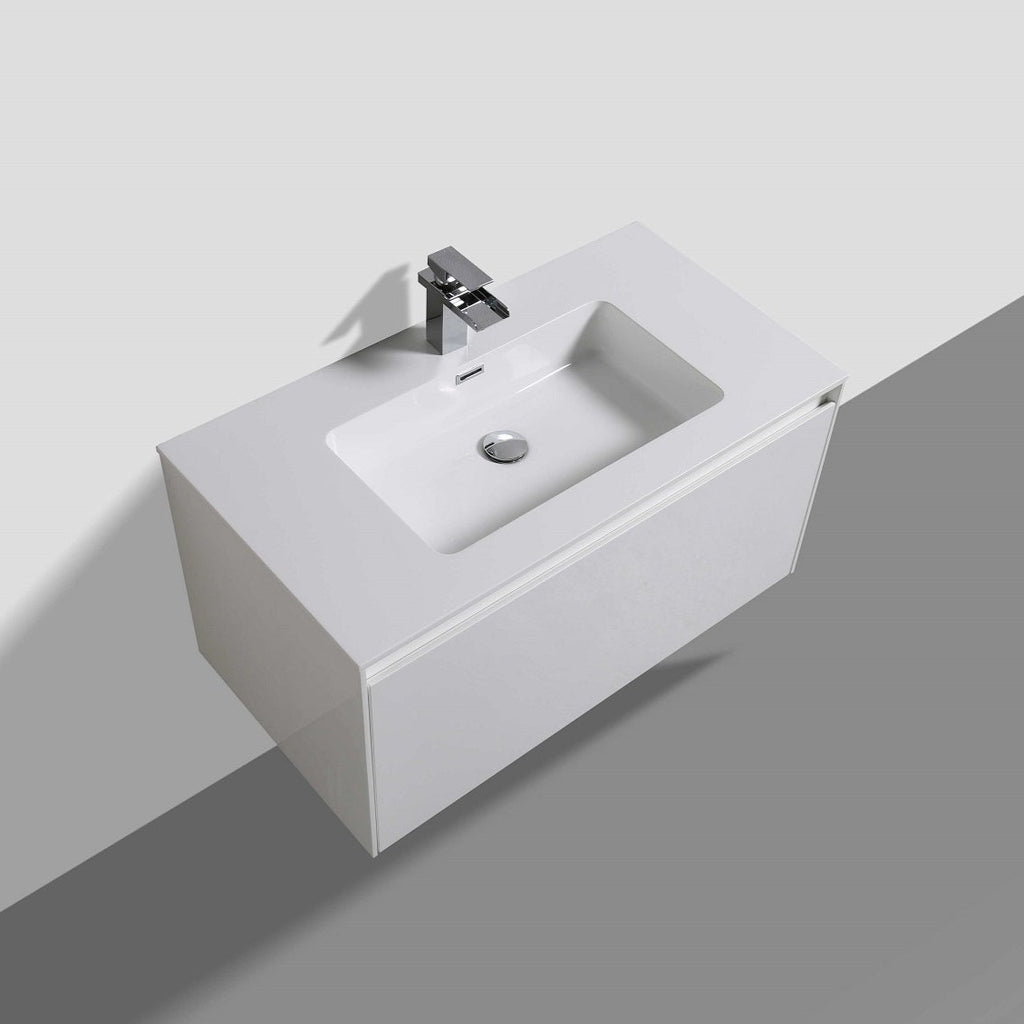 Belbagno Prado Wall Hung Vanity 750mm - Gloss White - Wellsons