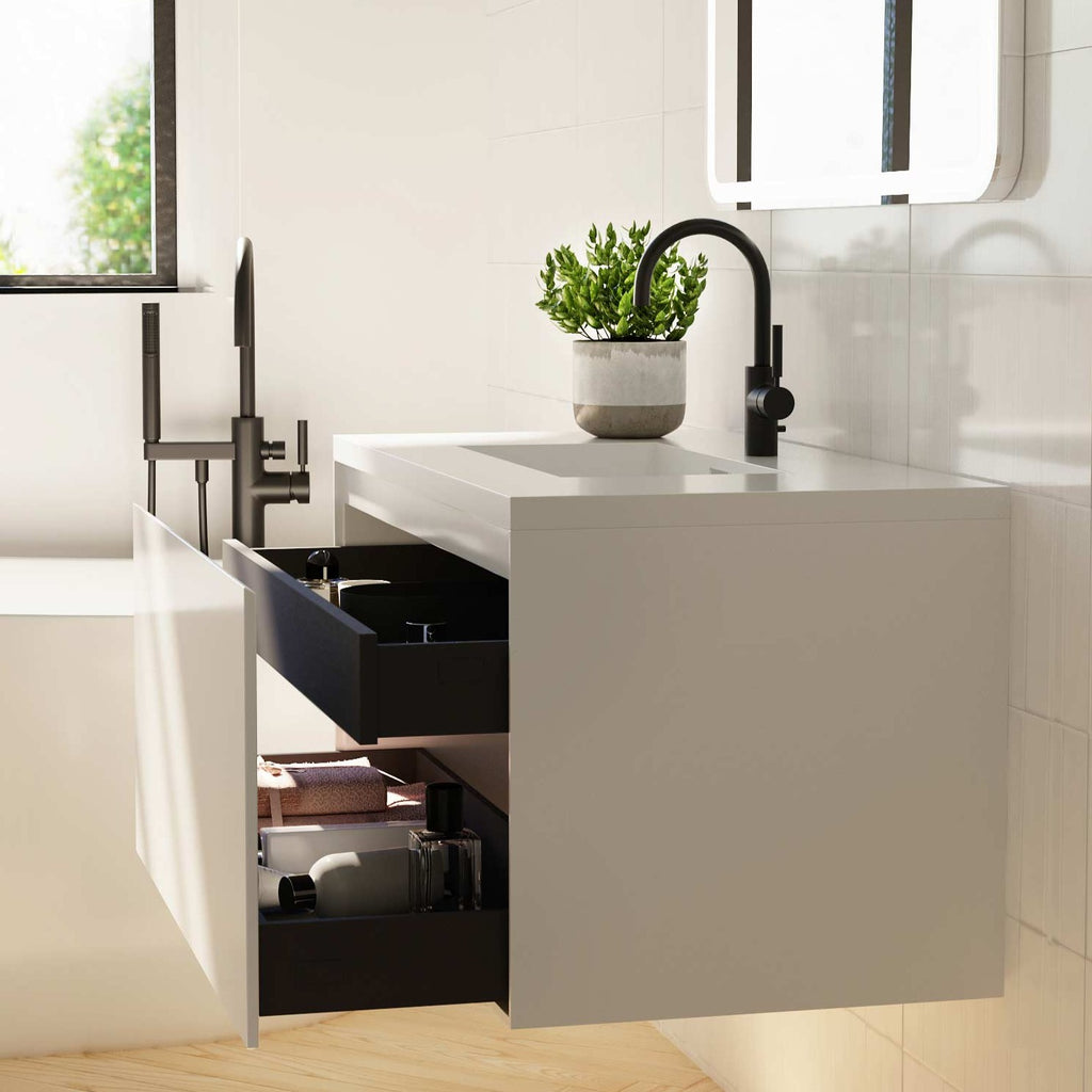 Belbagno Prado Wall Hung Vanity 900mm - Gloss White