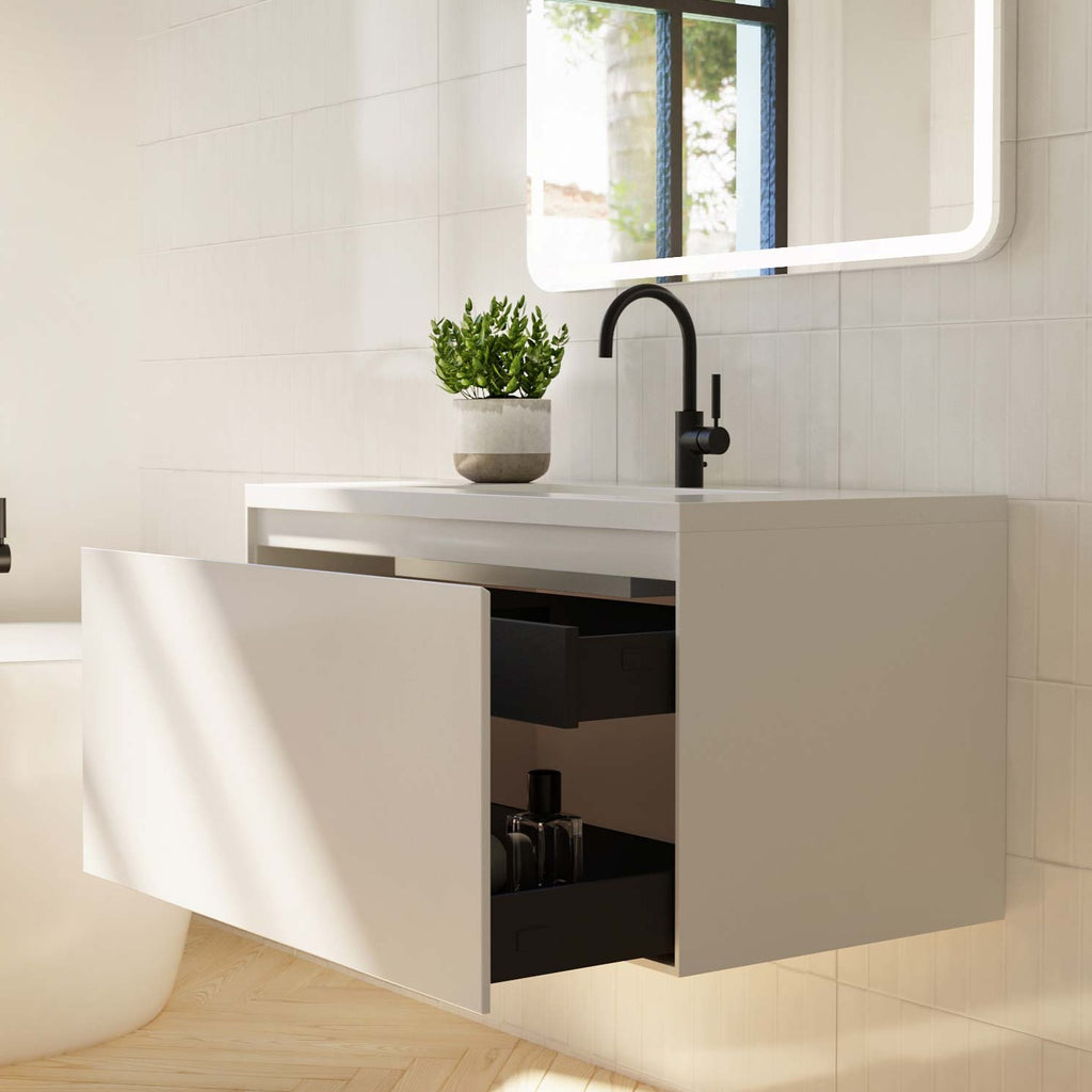 Belbagno Prado Wall Hung Vanity 900mm - Gloss White