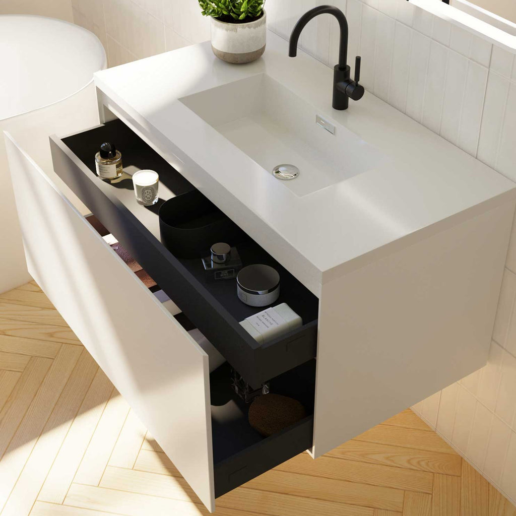Belbagno Prado Wall Hung Vanity 900mm - Gloss White