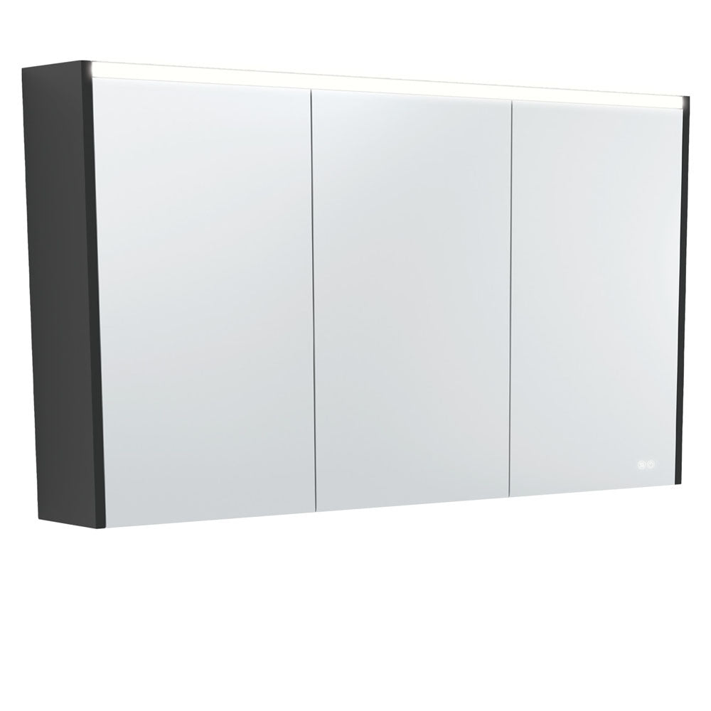 Fienza LED Mirror Cabinet with Side Panels 750mm - 1200mm - Black Satin