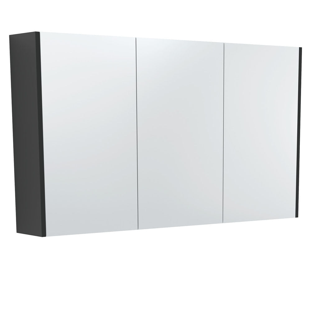 Fienza Mirror Cabinet with Black Satin Side Panels 600mm - 1500mm - Satin Black
