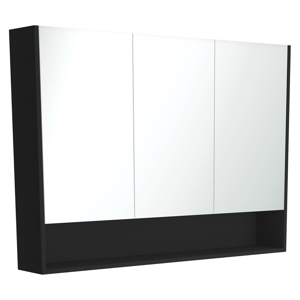 Fienza Mirror Cabinet with Display Shelf 750mm - 1200mm - Satin Black