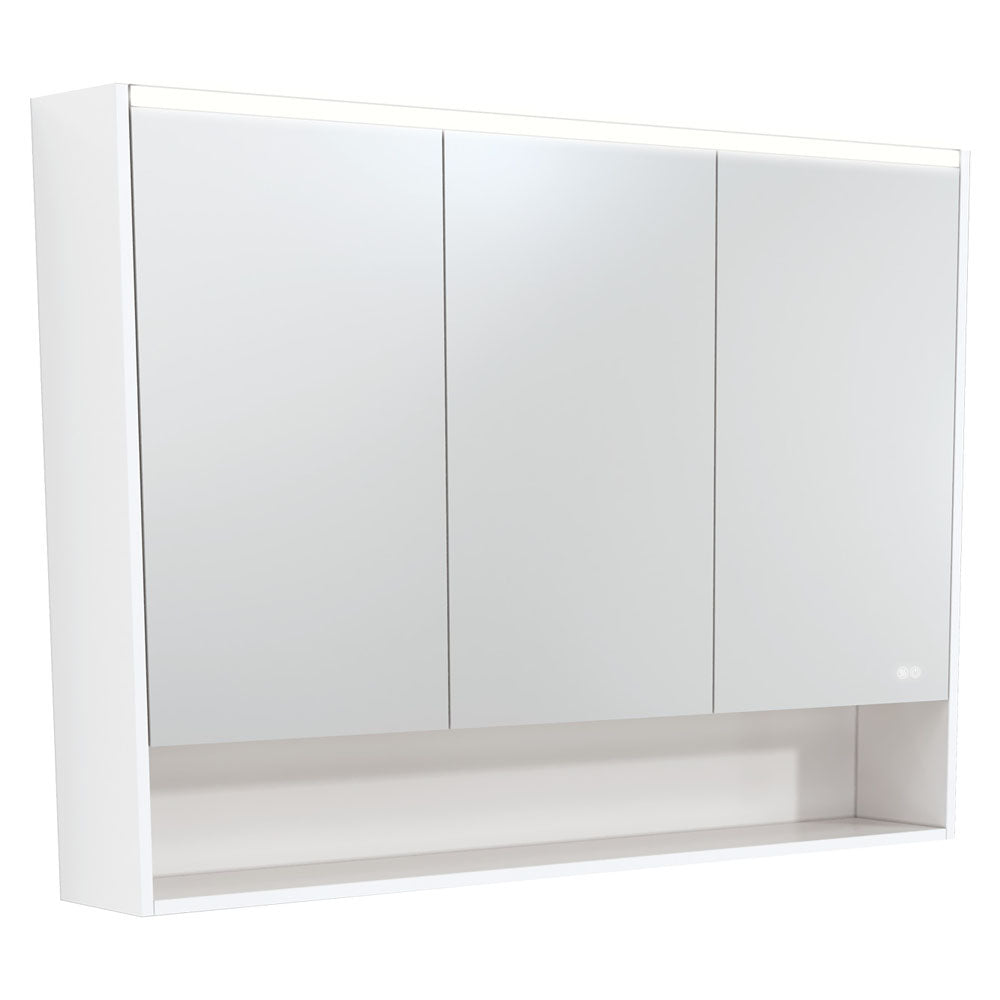 Fienza LED Mirror Cabinet with Display Shelf 750mm - 1200mm - Satin White