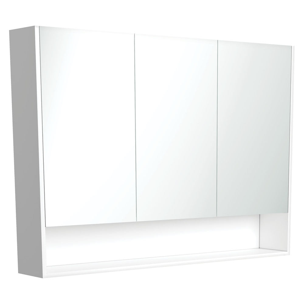 Fienza Mirror Cabinet with Display Shelf 750mm - 1200mm - Gloss White