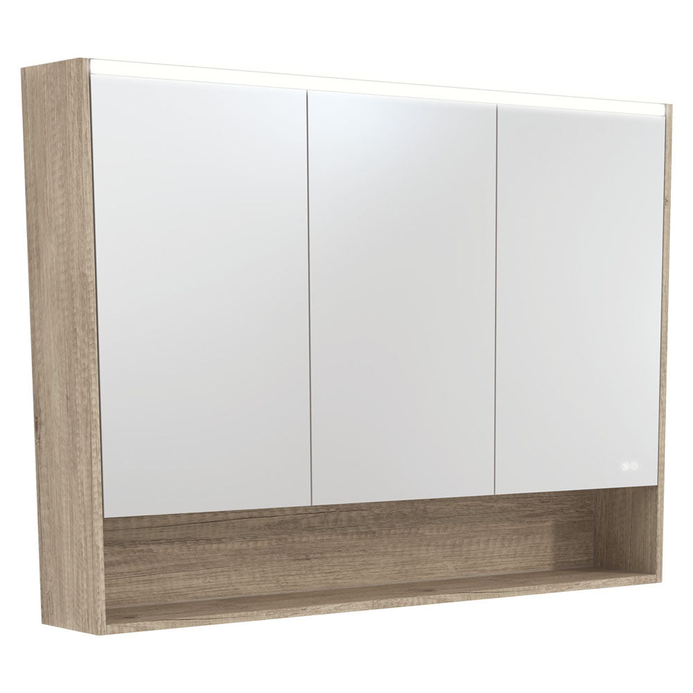 Fienza LED Mirror Cabinet with Display Shelf 750mm - 1200mm - Scandi Oak
