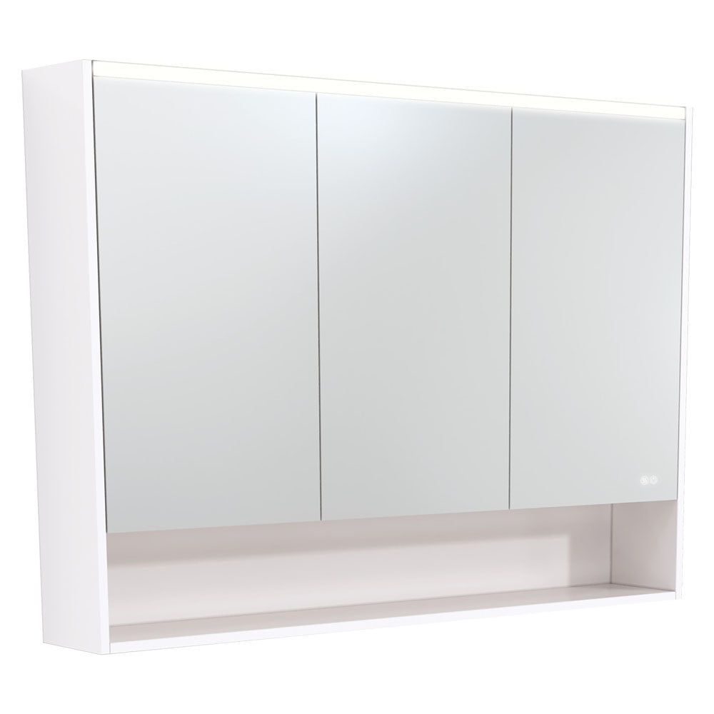 Fienza LED Mirror Cabinet with Display Shelf 750mm - 1200mm - Gloss White