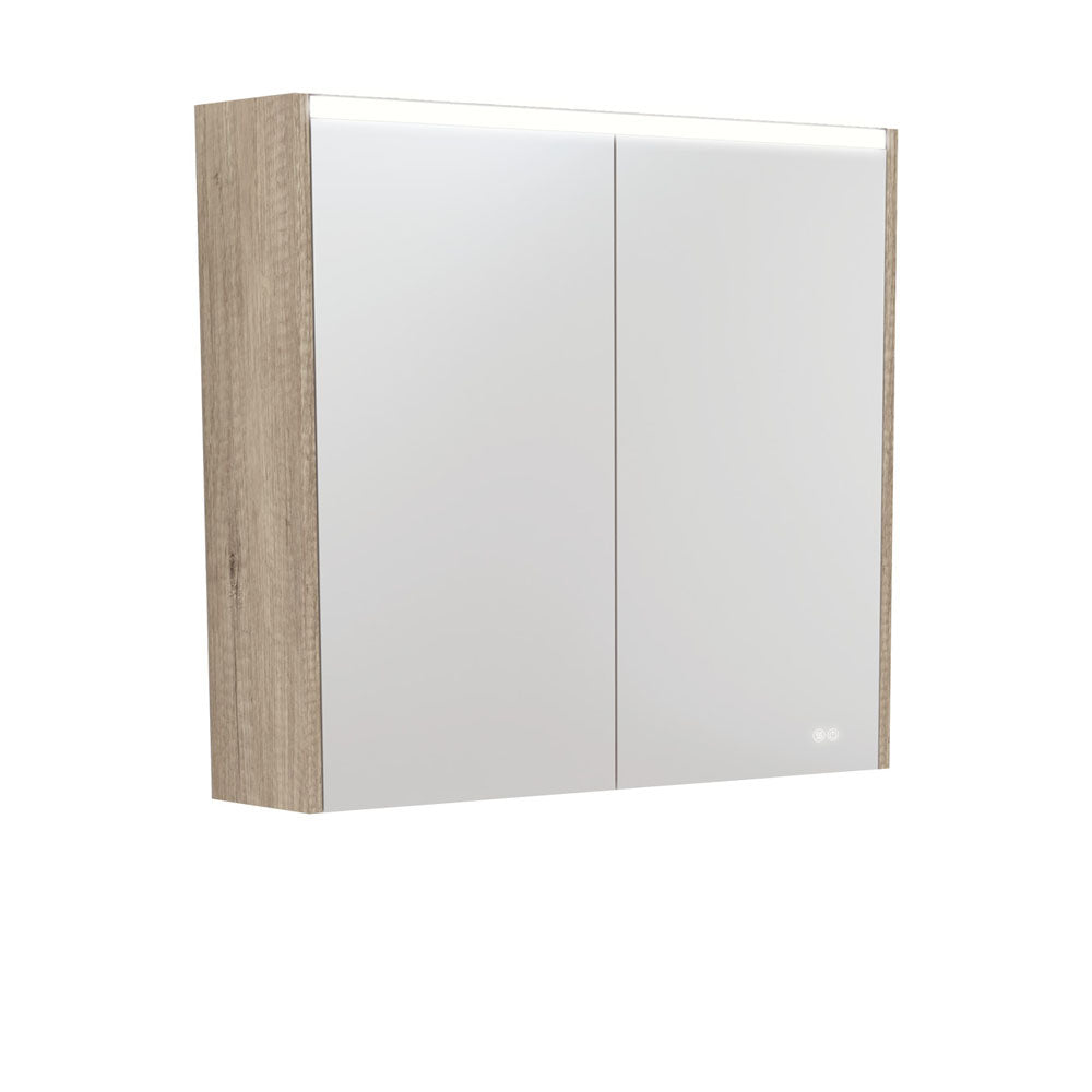 Fienza LED Mirror Cabinet with Side Panels 750mm - 1200mm - Scandi Oak