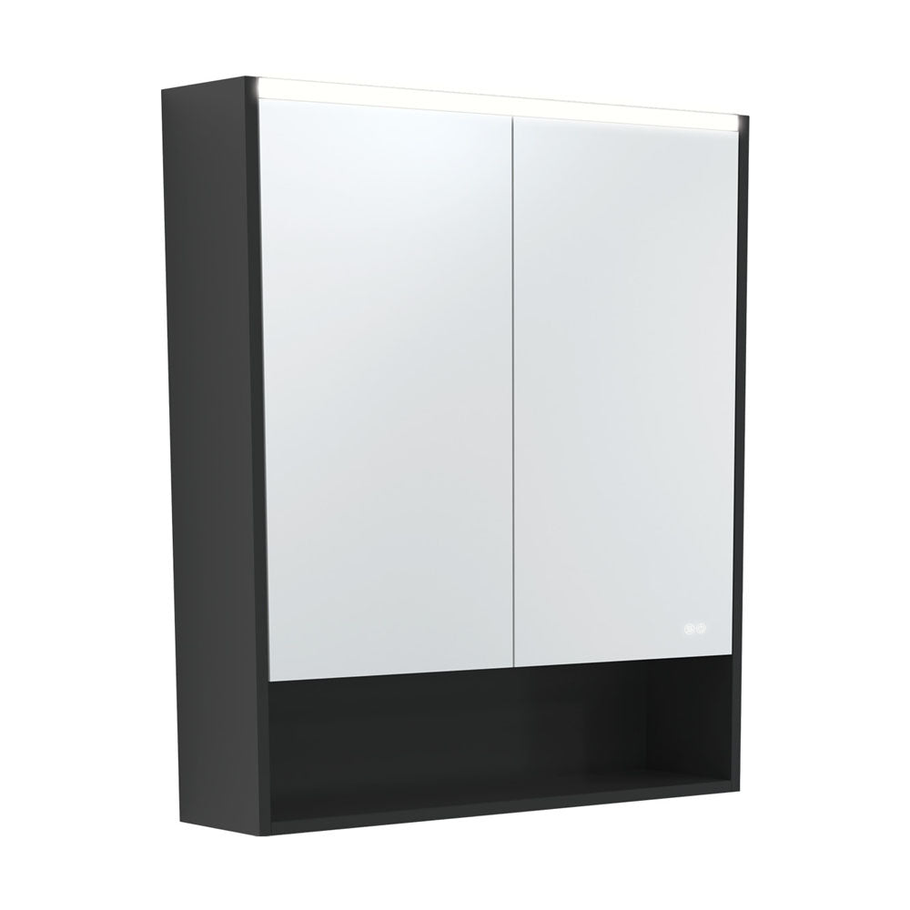 Fienza LED Mirror Cabinet with Display Shelf 750mm - 1200mm - Satin Black
