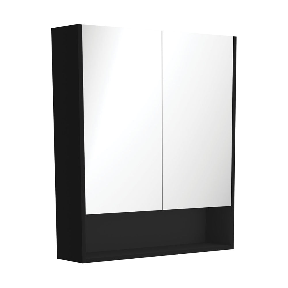 Fienza Mirror Cabinet with Display Shelf 750mm - 1200mm - Satin Black