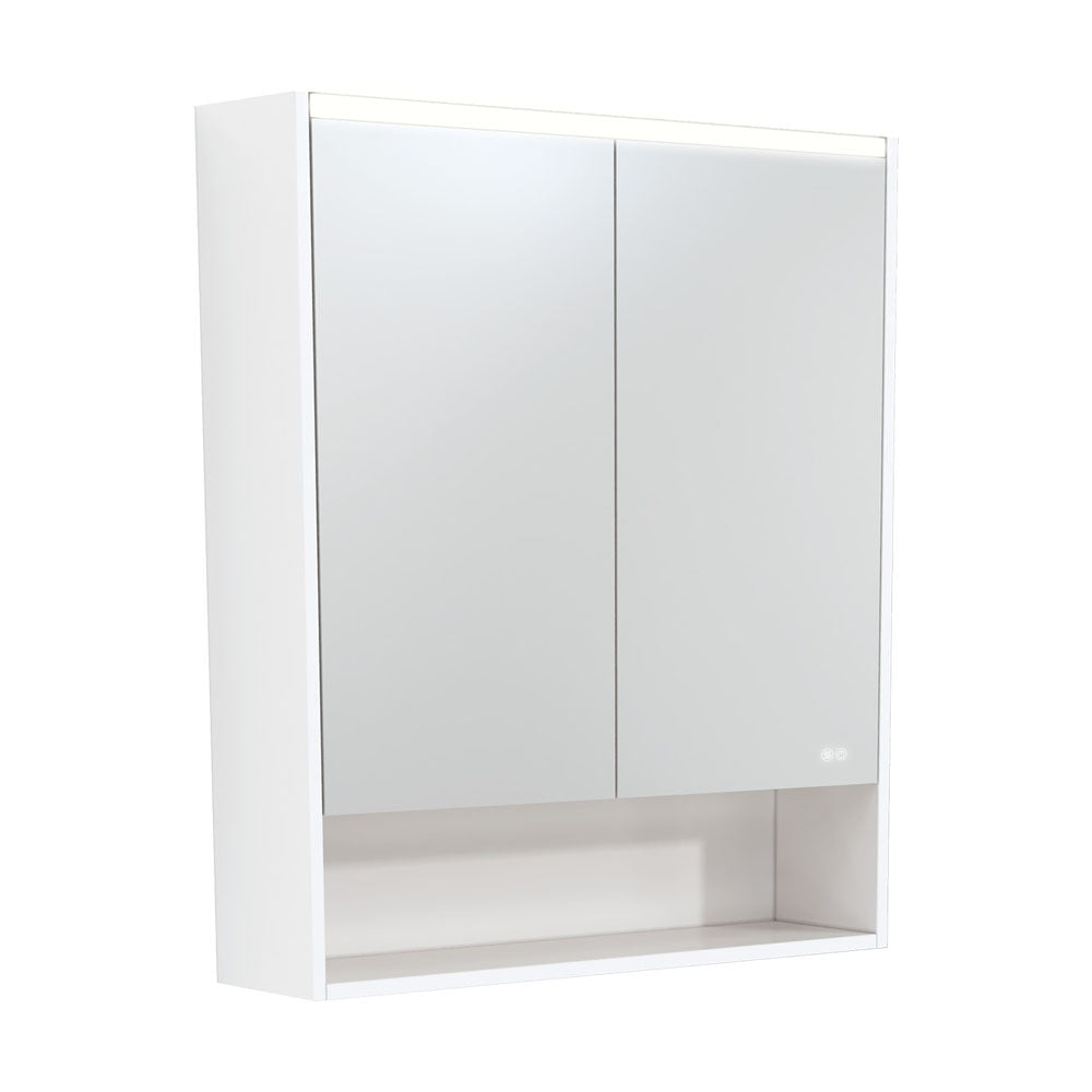 Fienza LED Mirror Cabinet with Display Shelf 750mm - 1200mm - Satin White