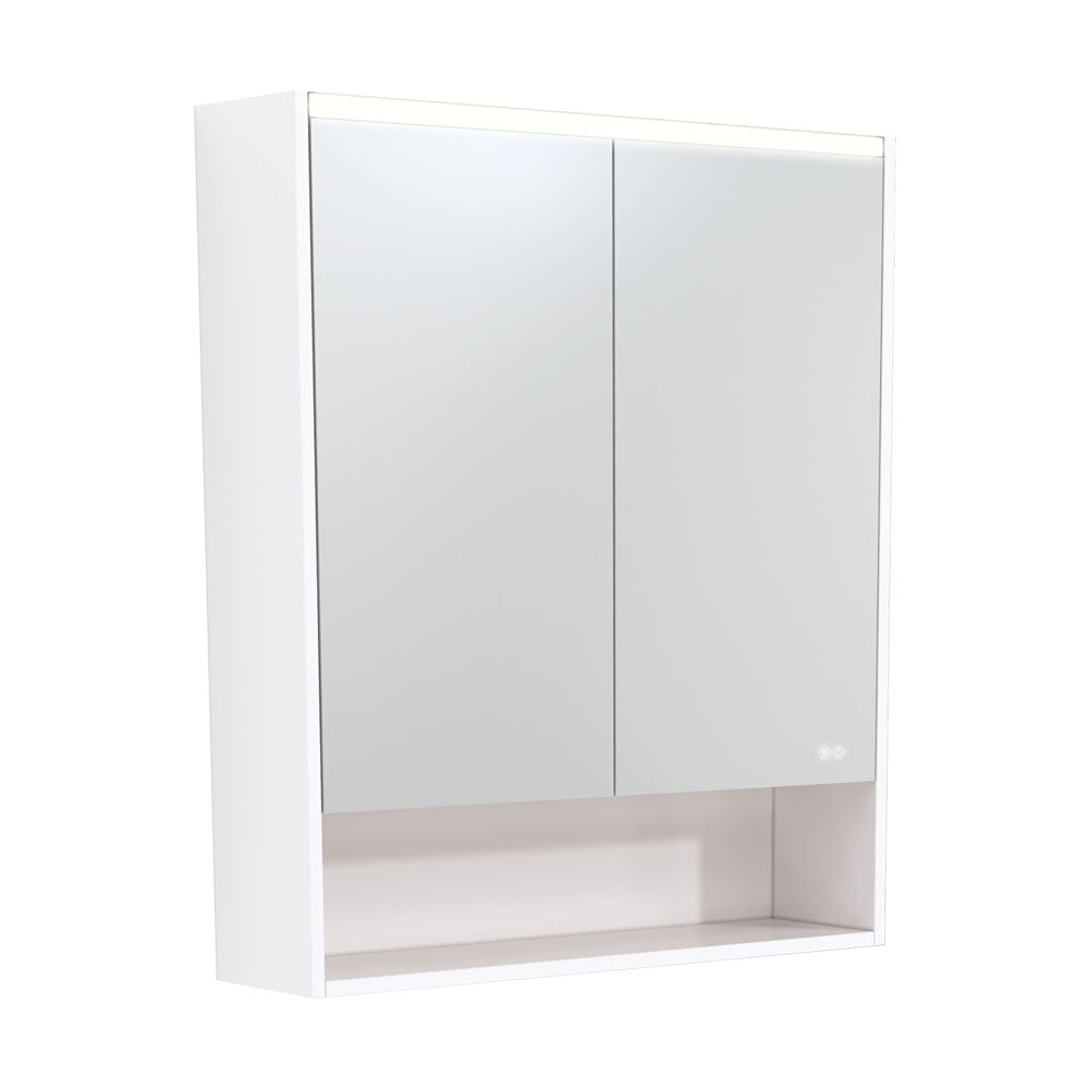 Fienza LED Mirror Cabinet with Display Shelf 750mm - 1200mm - Gloss White