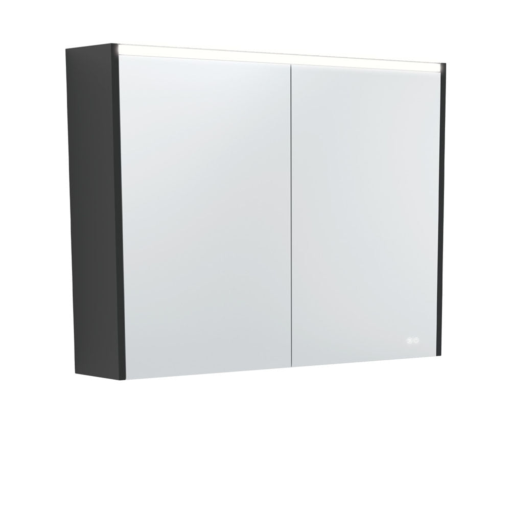Fienza LED Mirror Cabinet with Side Panels 750mm - 1200mm - Black Satin