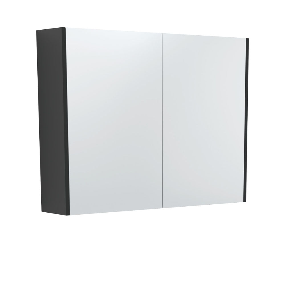 Fienza Mirror Cabinet with Black Satin Side Panels 600mm - 1500mm - Satin Black