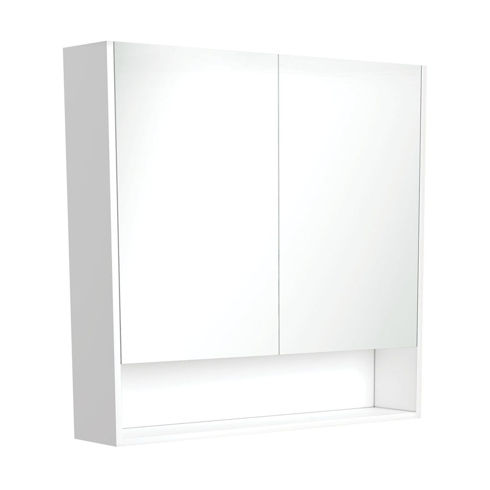 Fienza Mirror Cabinet with Display Shelf 750mm - 1200mm - Gloss White