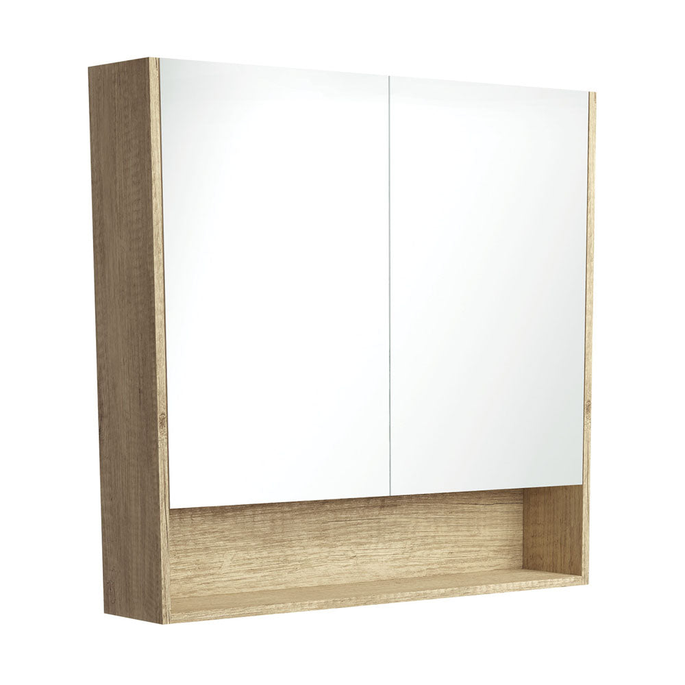 Fienza Mirror Cabinet with Display Shelf 750mm - 1200mm - Scandi Oak