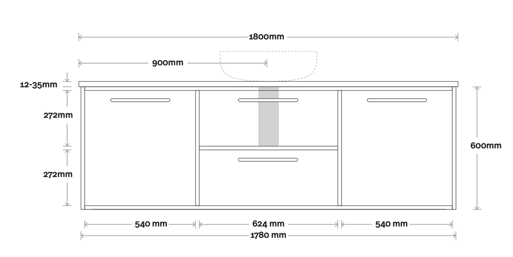 Marquis Palm Wall Hung Vanity - Wellsons