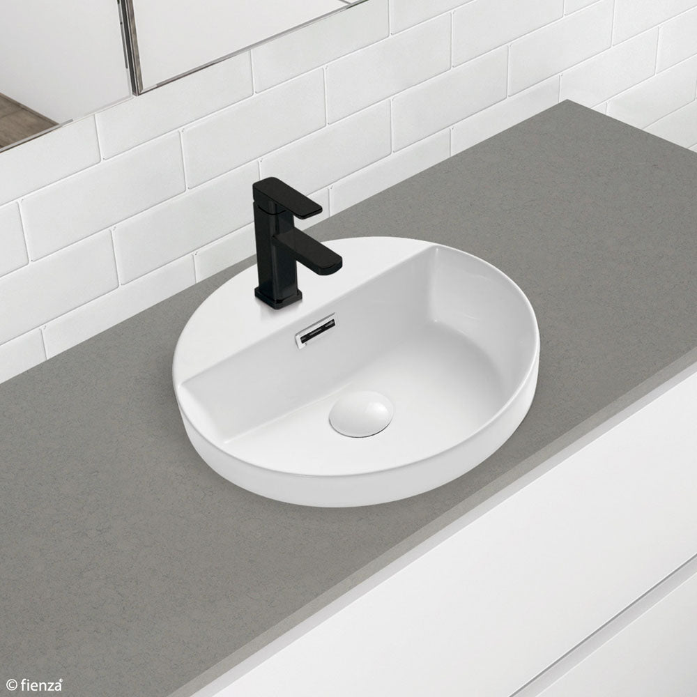 Fienza Reba Semi-Inset Basin With Taphole - Gloss White