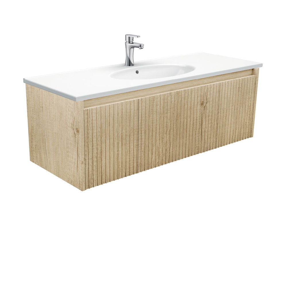 Fienza Alina Rotondo Ceramic moulded Basin Top Wall hung Vanity - Scandi Oak
