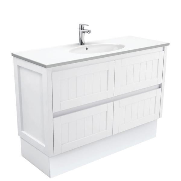 Fienza Rotondo Hampton Vanity with Kickboard 750mm - 1200mm - Satin White - Wellsons
