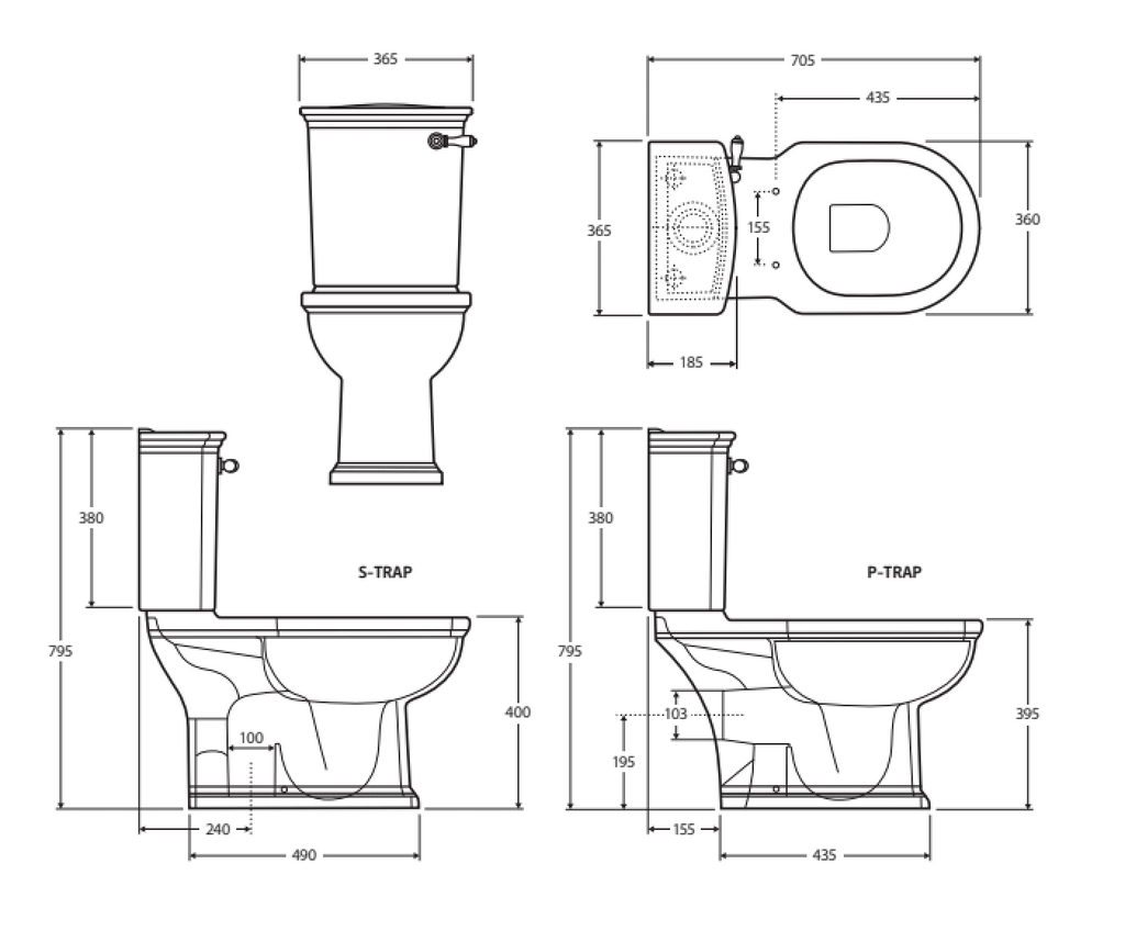 Fienza Rak Washington Front Lever Close-Coupled Suite P-Trap - Wellsons