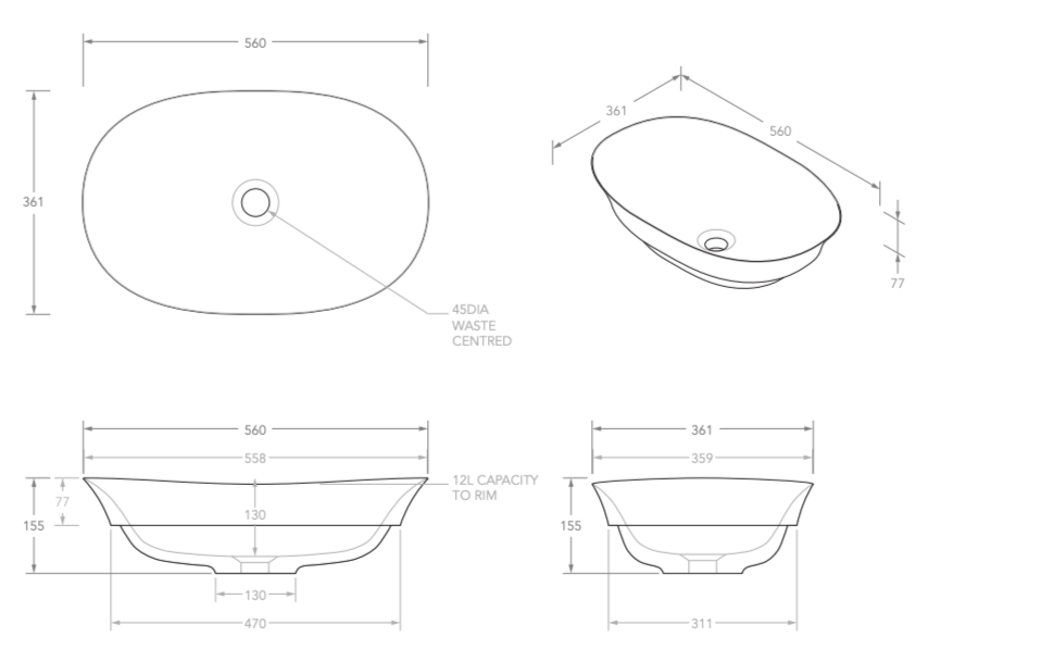 ADP Rise Semi Inset Basin - Gloss White - Wellsons