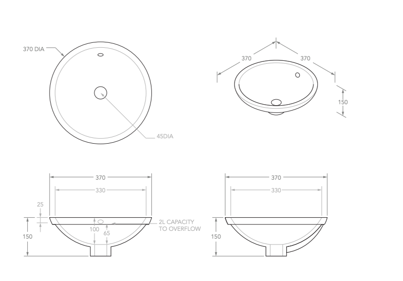 ADP Round Under Counter Basin - Gloss White - Wellsons