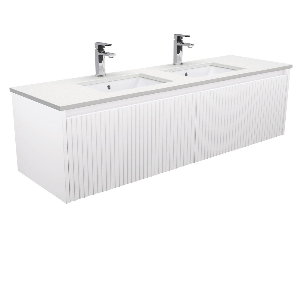 Fienza Alina Sarah Crystal Pure Undermount Wall hung Vanity - Satin White