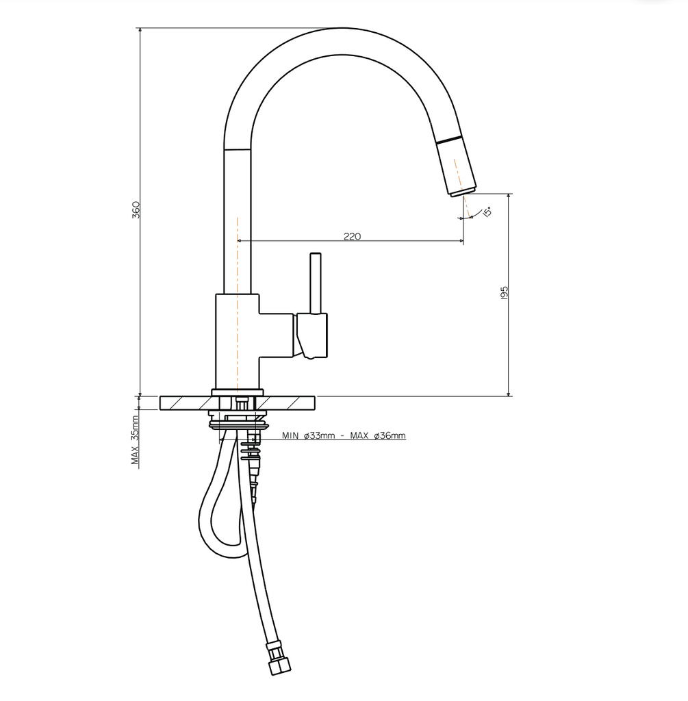 Armando Vicario SK5-AV Kitchen Mixer - Matte Black
