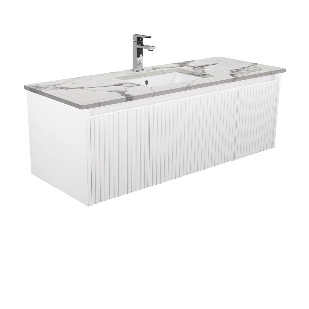 Fienza Alina Sarah Calacatta Marble Undermount Wall hung Vanity - Satin White