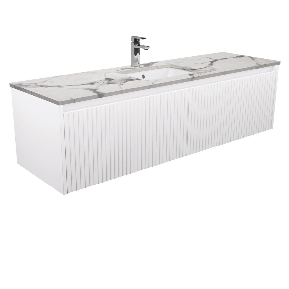 Fienza Alina Sarah Calacatta Marble Undermount Wall hung Vanity - Satin White