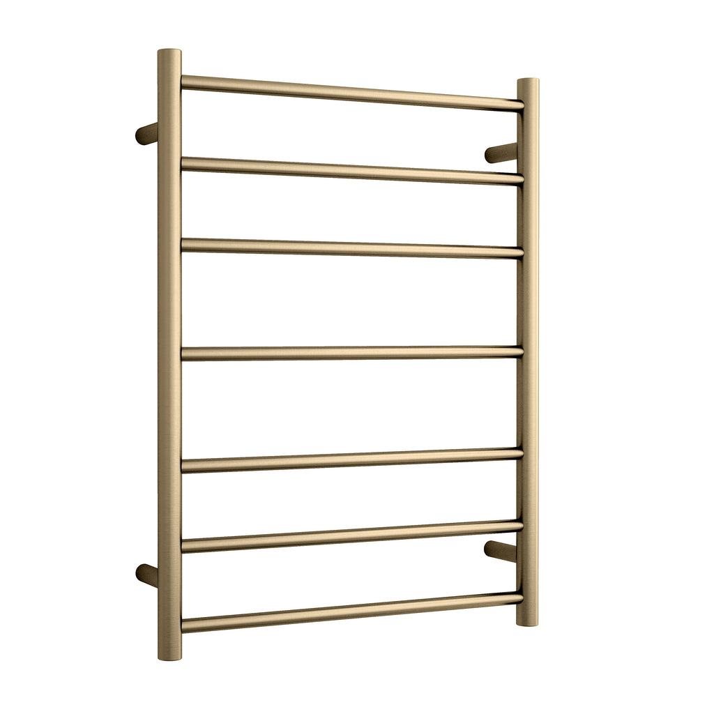 Thermogroup 7 Bar Round Heated Towel Ladder - Brushed Brass