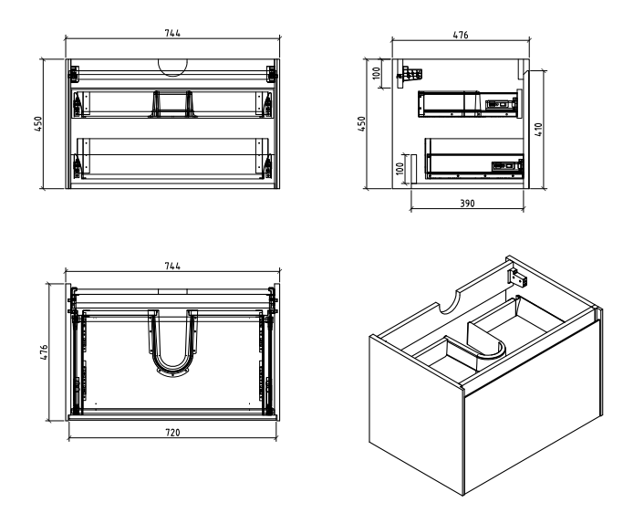 Belbagno Prado Wall Hung Vanity 750mm - Maple Oak