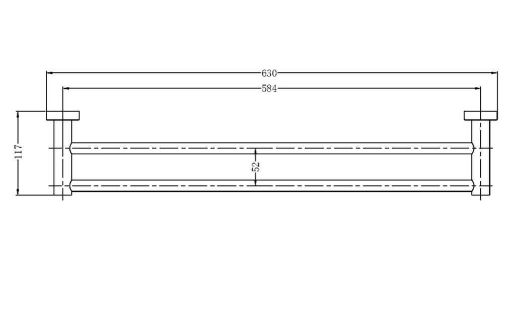Nero Mecca Double Towel Rail 600mm - Brushed Gold - Wellsons