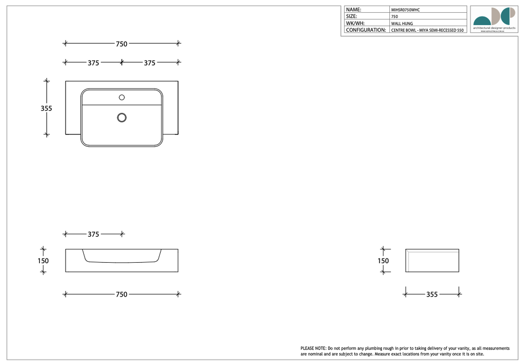 ADP Michel Semi-Recessed Vanity - Wellsons