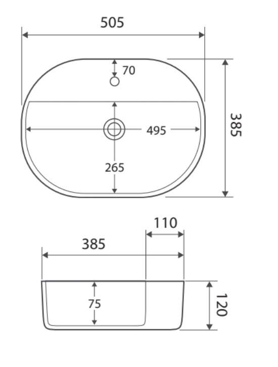 Fienza Chica 500 Above Counter Ceramic Basin - Gloss White