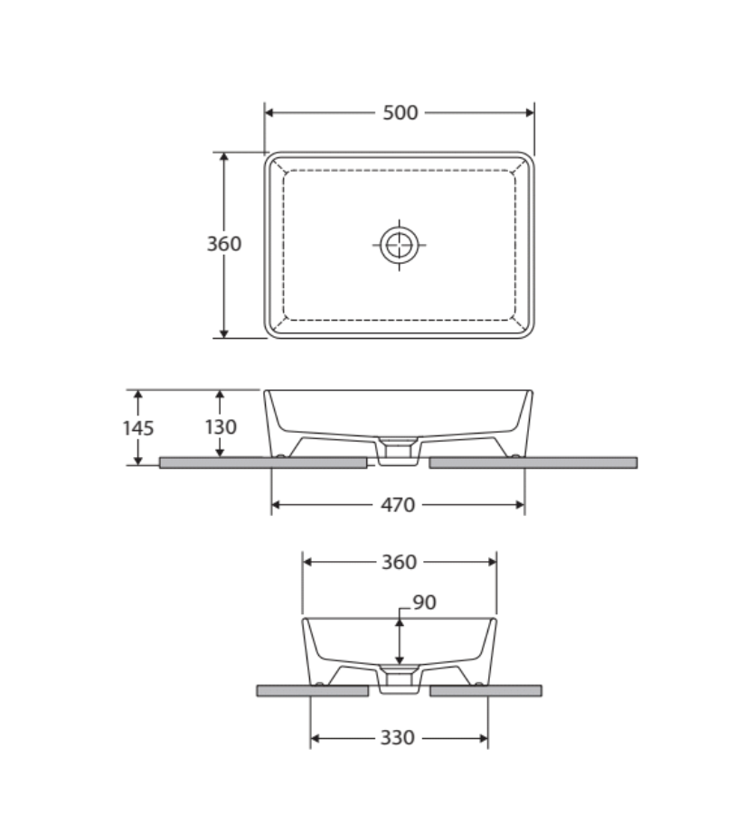 Fienza Rak Moon Rectangular Above Counter Basin - Gloss White