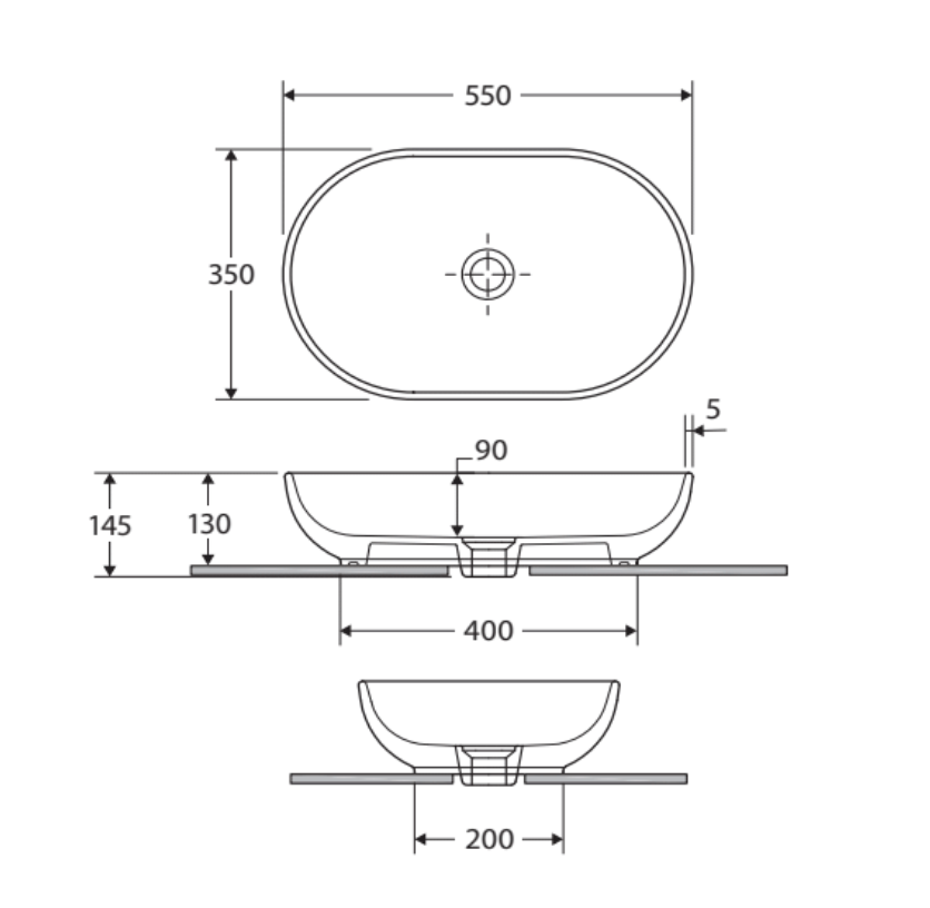 Fienza Rak Feel Oval Above Counter Basin - Gloss White