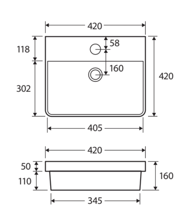 Fienza Petra Semi-Inset Basin - Gloss White