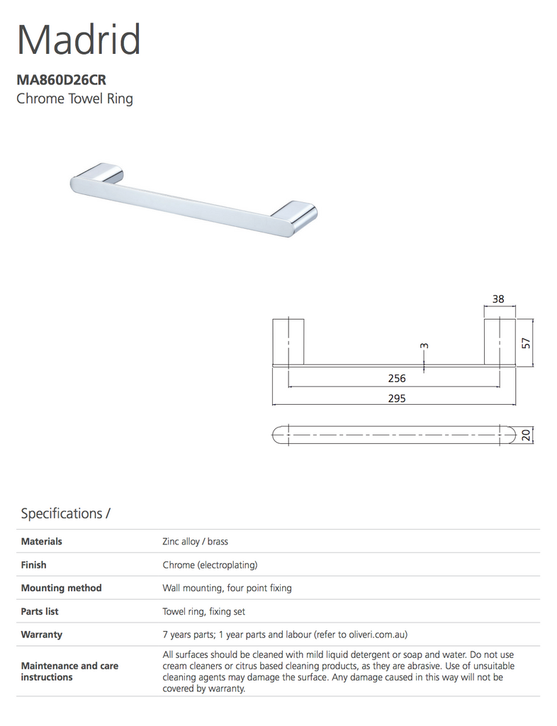 Madrid Chrome Towel Ring
