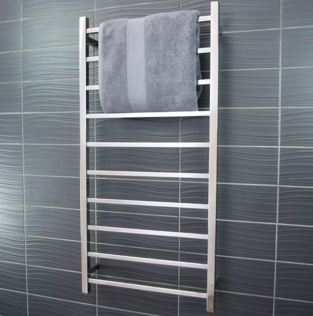 Radiant Heating Square Bars 240V Heated Towel Rails Polished 600 x 1200