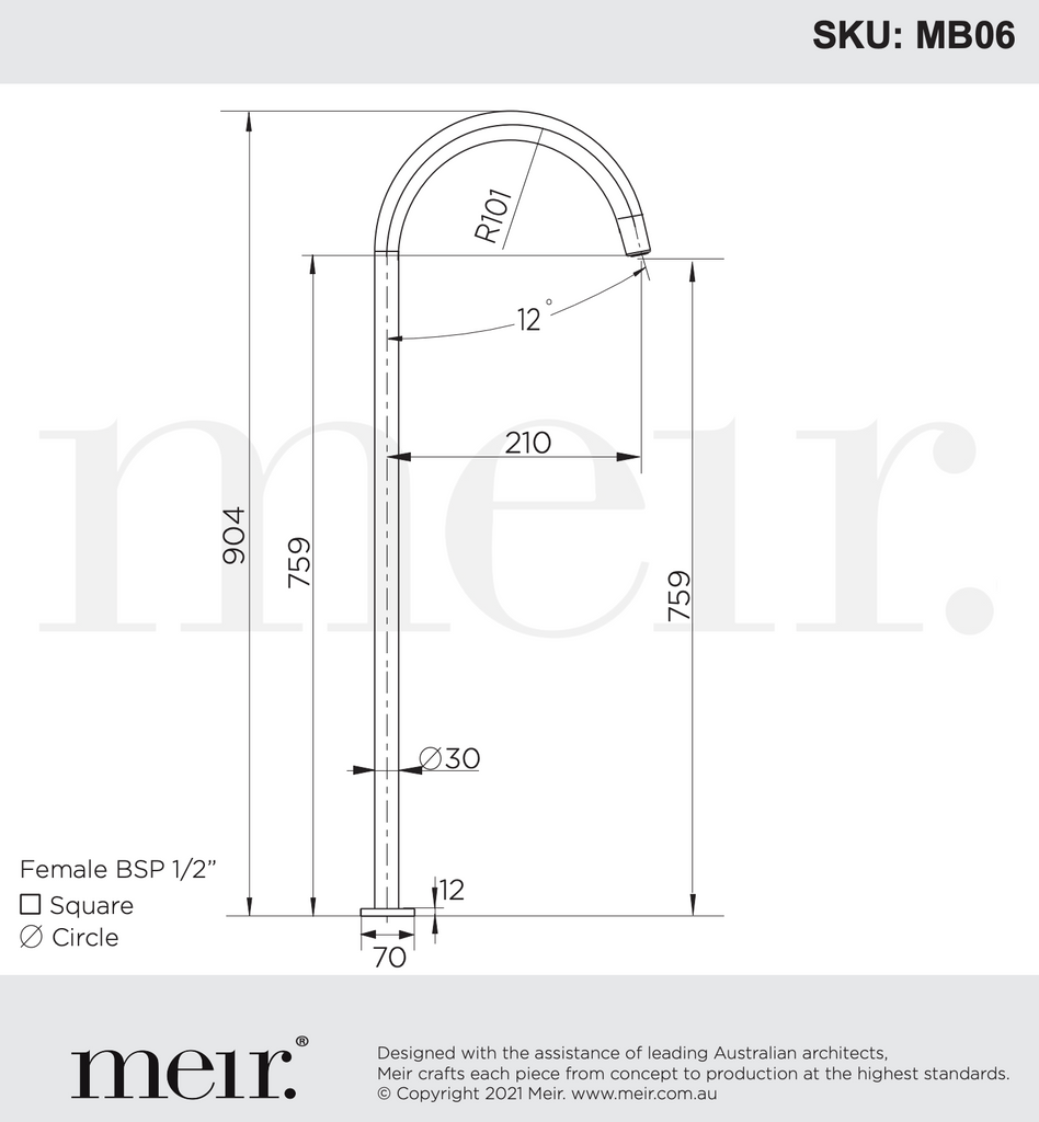 Meir Round Freestanding Bath Spout - Brushed Nickel