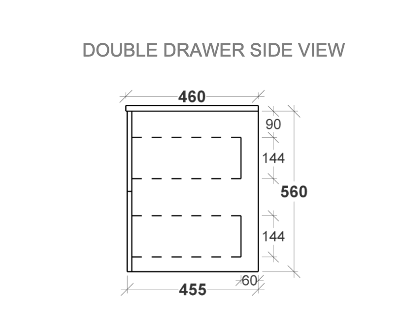 Rifco Kensington Wall Hung Vanity with Caesarstone Top & Basin Double Drawer