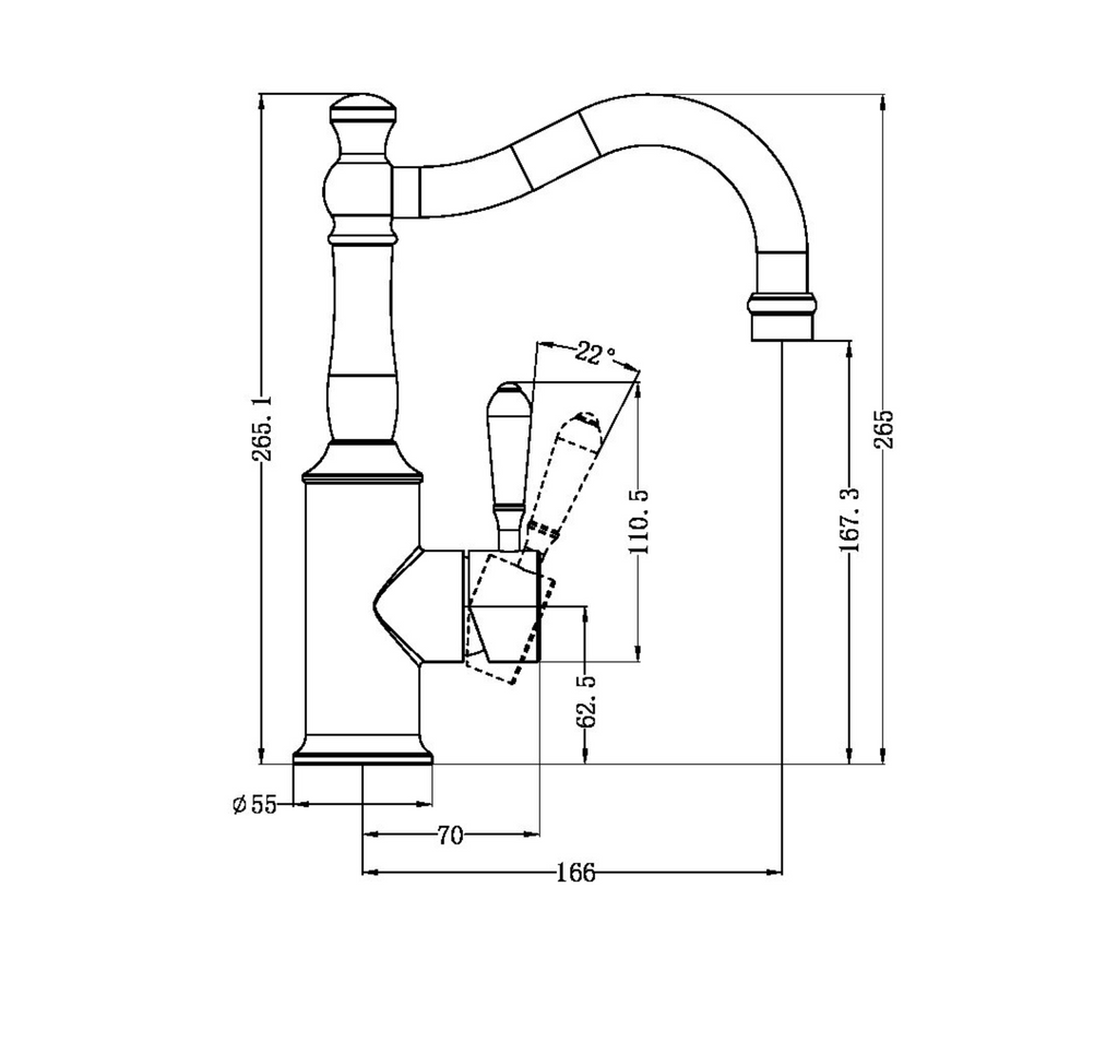 Nero York Basin Mixer Hook Spout - Matte Black